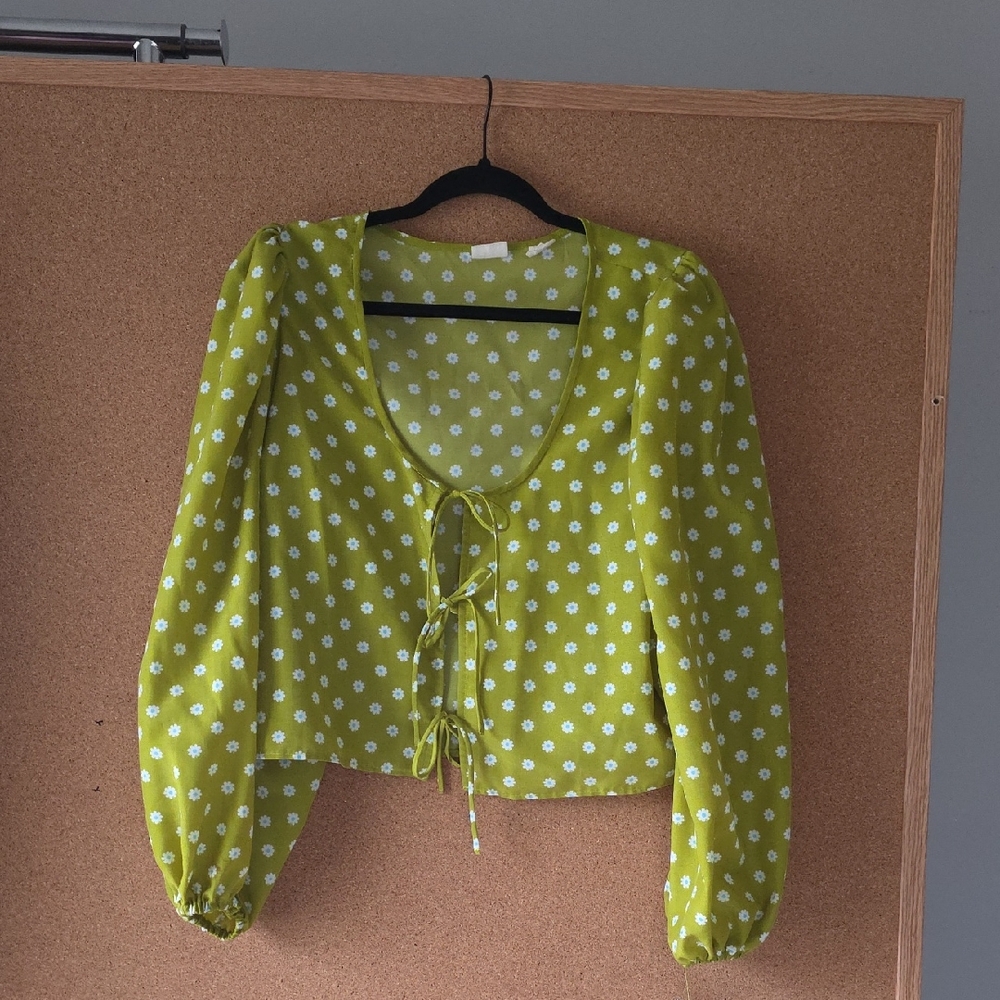 Levi’s Daisy Print Boho Peasant Blouse Green XL